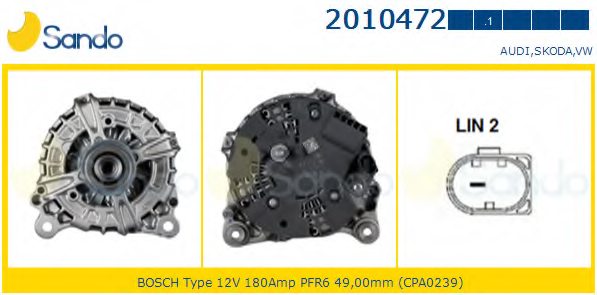 ALTERNATORE 12V 180A VOLKSWAGEN GOLF VII 1.6TDI