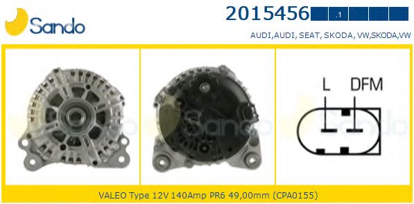 ALTERNATORE 12V 140A AUDI A3/PASSAT 3.2 TRANSPORTER TDI