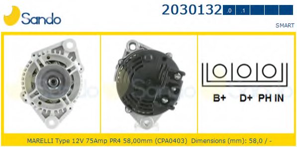 ALTERNATORE 12V 75A SMART CABRIO/FORTWO (3 PIN)
