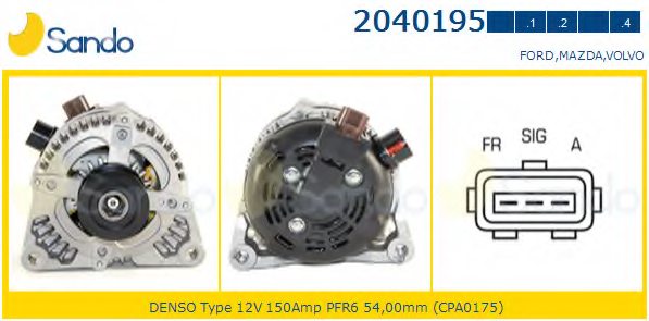 ALTERNATORE 12V 150A  FORD FOCUS II/C-MAX 1.6 TDCI