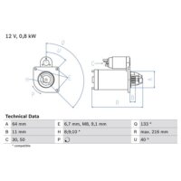 MOTORINO AVVIAMENTO 12V (8/9D) FIAT 500/DOBLO'/PANDA